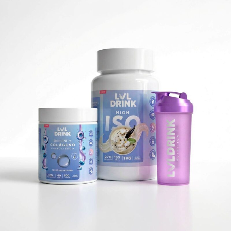 Pack Proteína y Colágeno hidrolizado LVLDRINK suplemento para tu día.