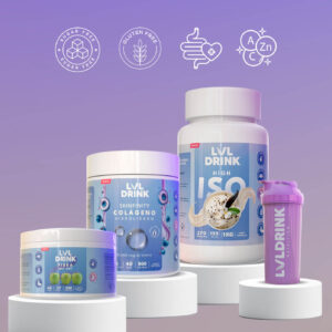 Pack Completo Lvldrink – Proteína Vainilla + Colágeno + Fibra Manzana | Shaker