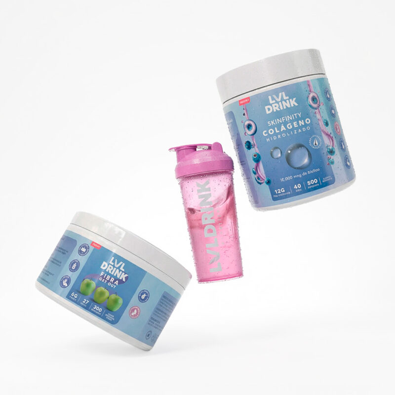 Pack Colágeno hidrolizado y fibra de manzana LVLDRINK suplemento para tu día
