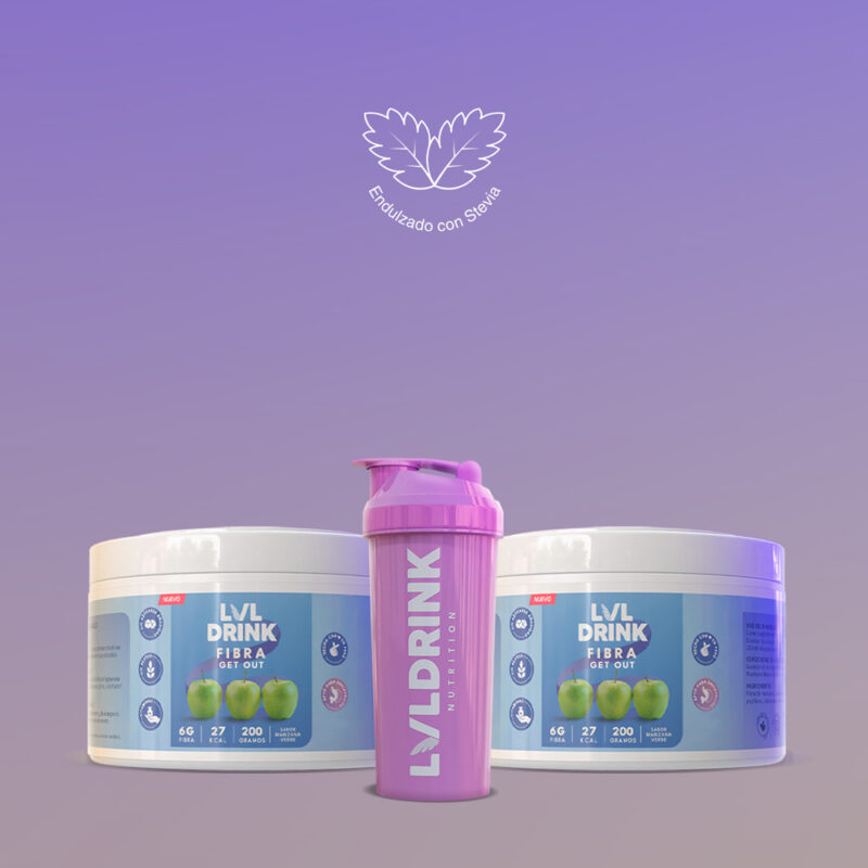 Pack Doble Fibra Natural de Manzana con Vitaminas y Minerales | Lvldrink + Shaker Gratis