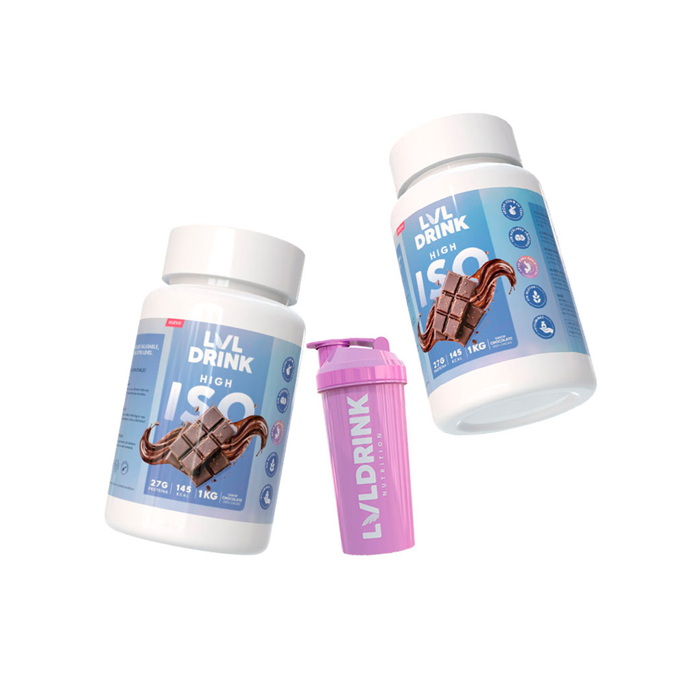 Pack Doble Proteína Chocolate con Stevia, Vitaminas y Minerales | Lvldrink + Shaker Gratis - Imagen 2