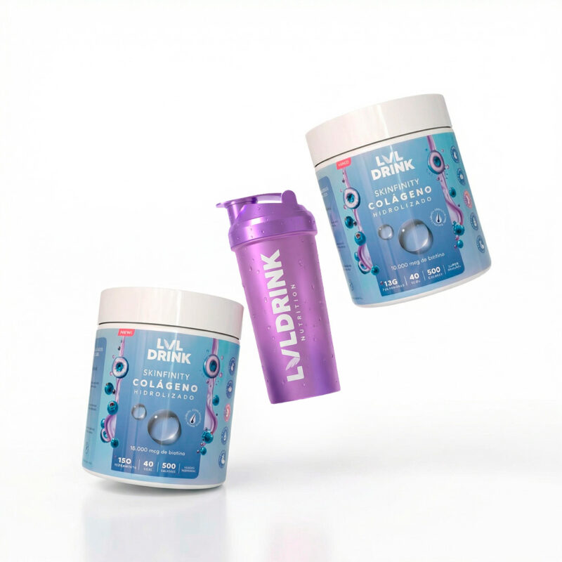 Pack doble Colágeno hidrolizado LVLDRINK suplemento para piel, cabello y articulaciones