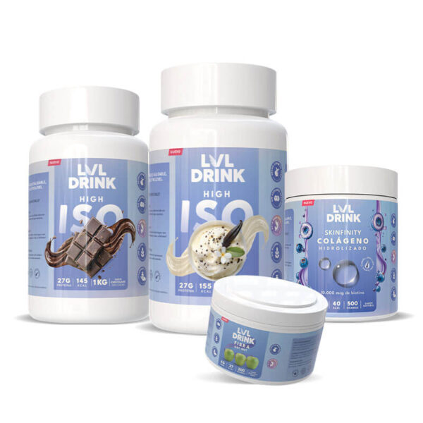 Pack de suplementos LVL Drink por el mes de la patria con proteínas, colágeno y fibra